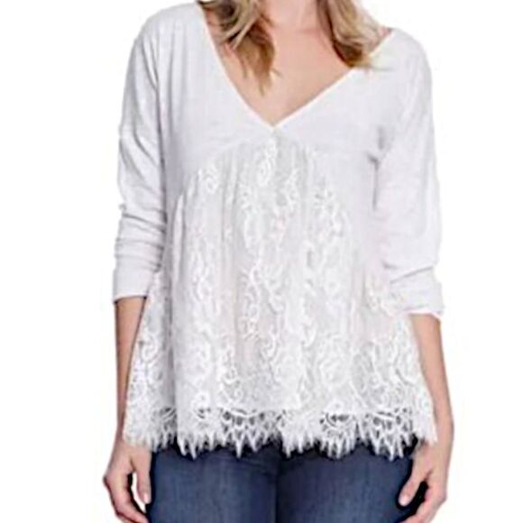 Taylor & Sage Peplum Top M Tunic Babydoll Lace Sheer Boho Regency Fairy Flowy. - Picture 6 of 16
